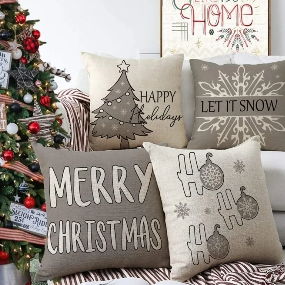 Festive Holiday Throw Pillow Covers Set